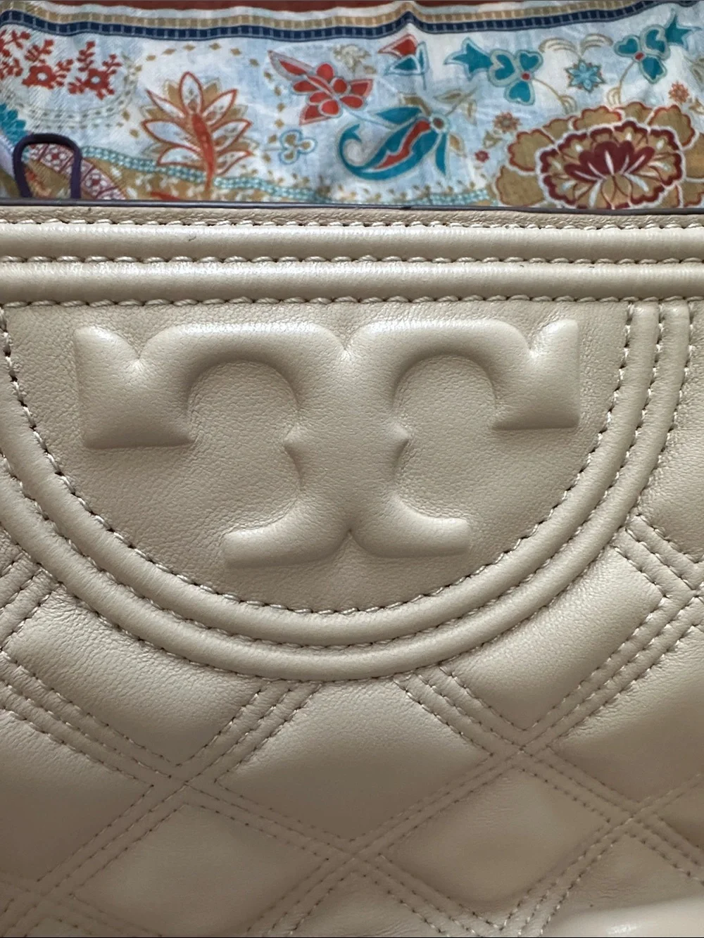 Tory Burch Fleming soft Cream Quilted Leather Chain-Handle Shoulder Bag
